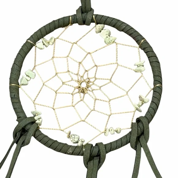 Handmade Sage Green Peacock Feather Hanging Dreamcatcher - Picture 5 of 14